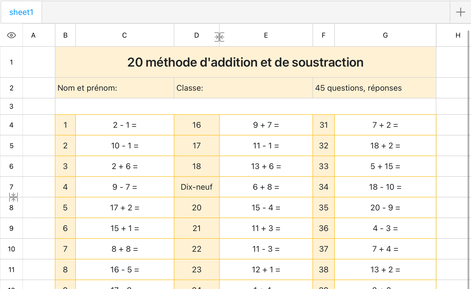 20 méthode d'addition et de soustraction